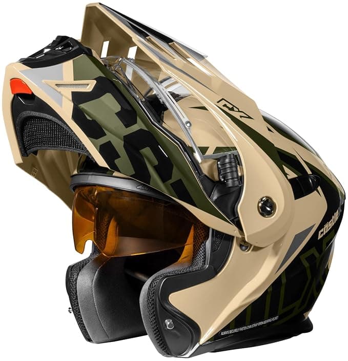 Castle X CX950 V2 JAG Electric Modular Snow Helmet with Dual Pane Anti-Fog Shield, Sand/Olive/Black, Medium
